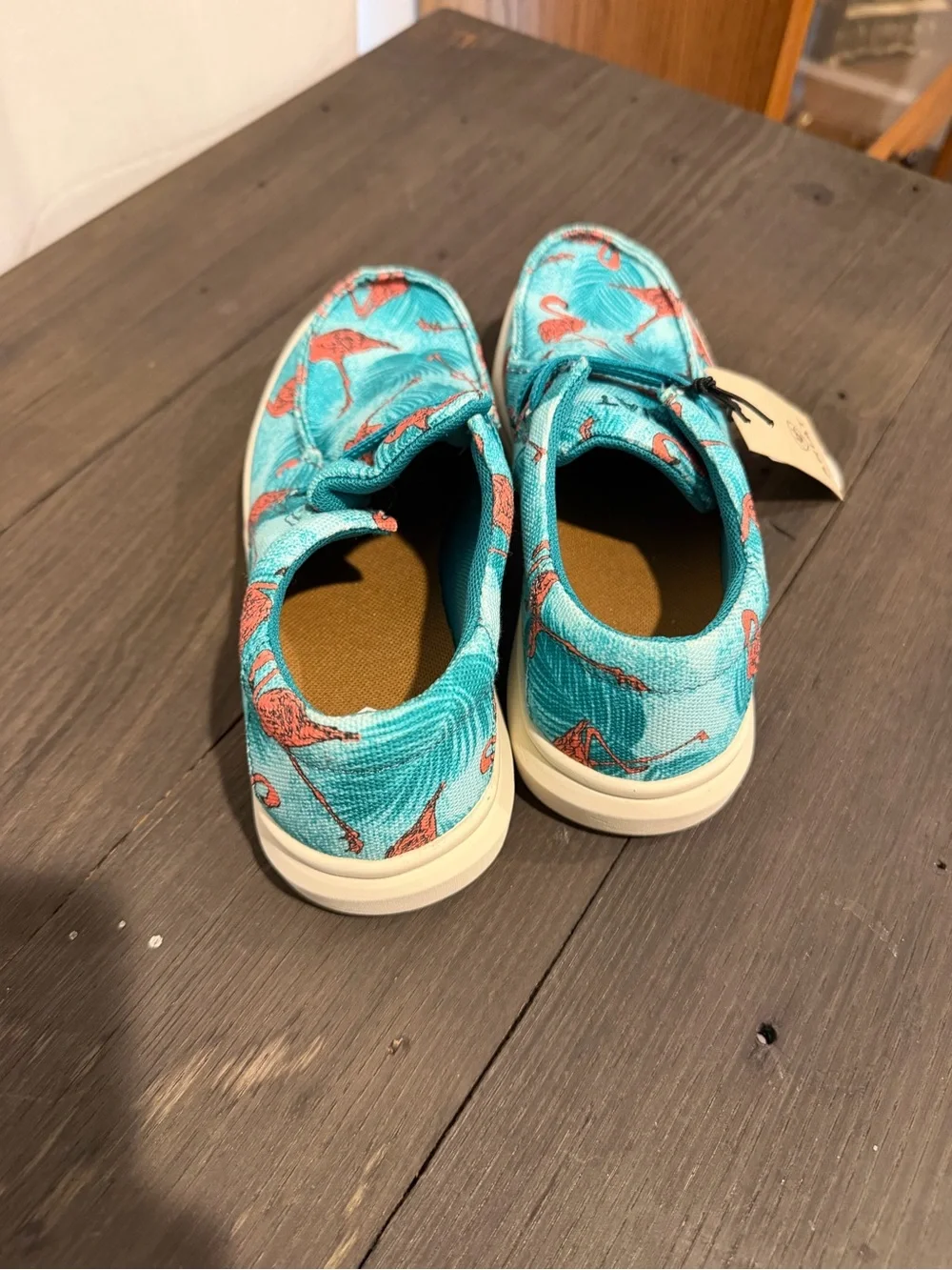 Ariat Teal Flamingo Print Kids Slip-On Sneakers